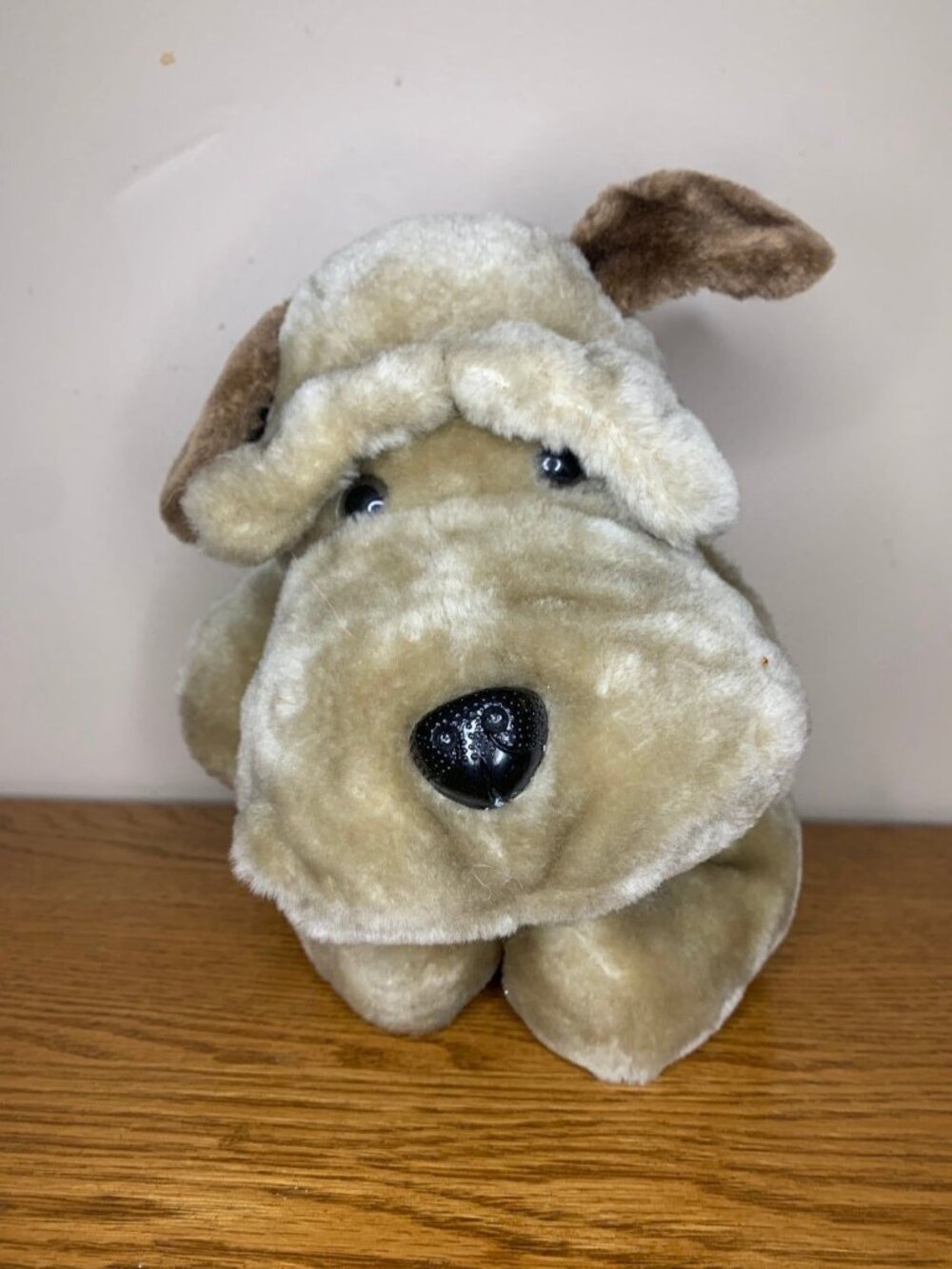 vintage goodie goodie Plush 13" Chunky Stuffed Plush Sad Eyes Dog